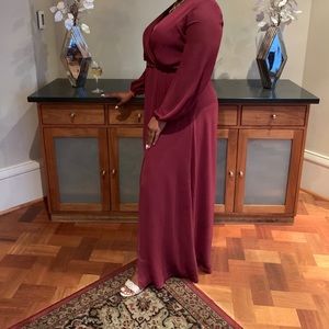 Wine Colored Long Sleeve David’s Bridal Dress